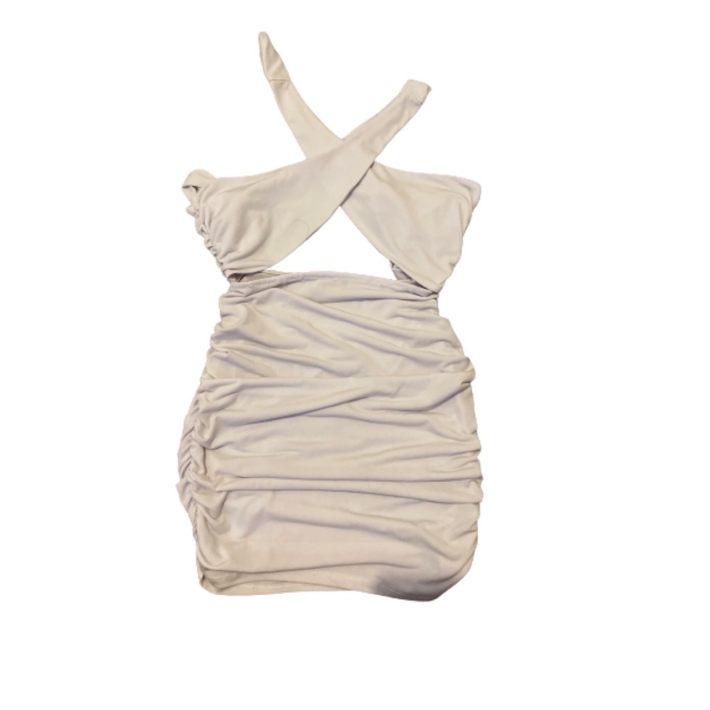 Criss cross body con scrunched sides sexy dress